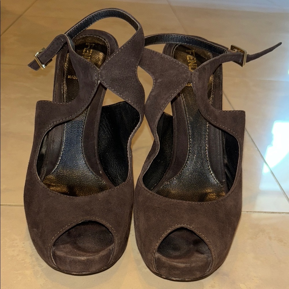 Fendi Brown Heels Classic Design